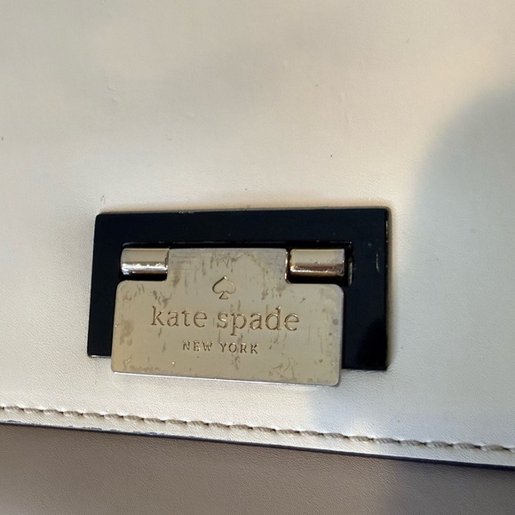 Kate Spade Black & White Leather Top Handle Crossbody Gold Hardware - Picture 7 of 7